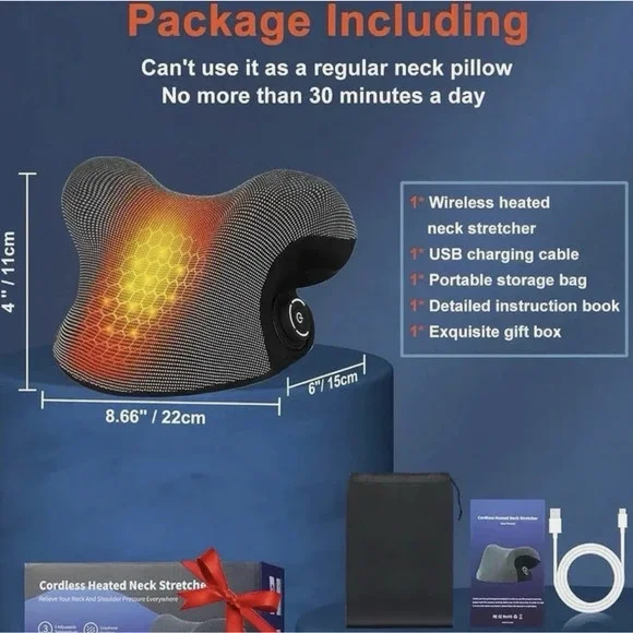 Cordless Heated Neck Stretcher Device – Rechargeable NTC Temperature Control, De - Picture 3 of 9